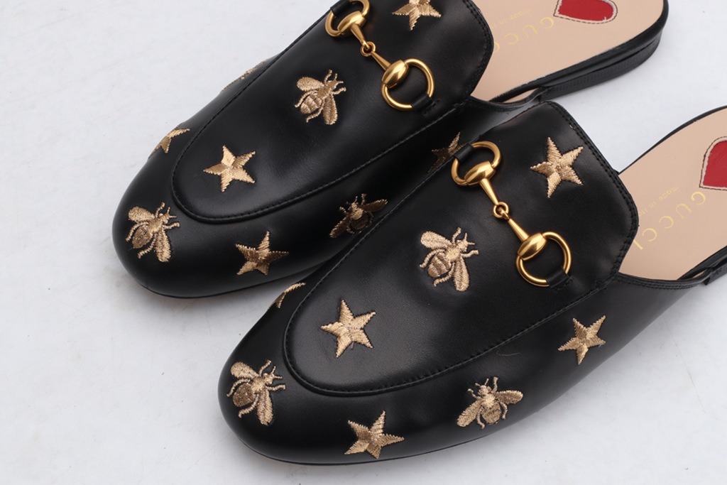 Princetown embroidered leather slipper